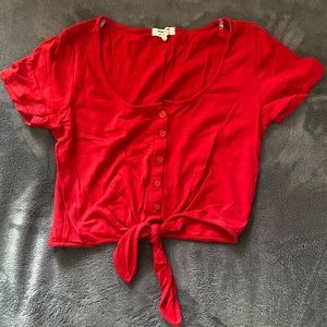 very soft, red, cropped shortsleeved tshirt!